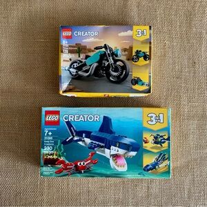 LEGO CREATOR 3 in 1 Sets 31135 Vintage Motorcycle & 31088 Deep Sea Creatures New